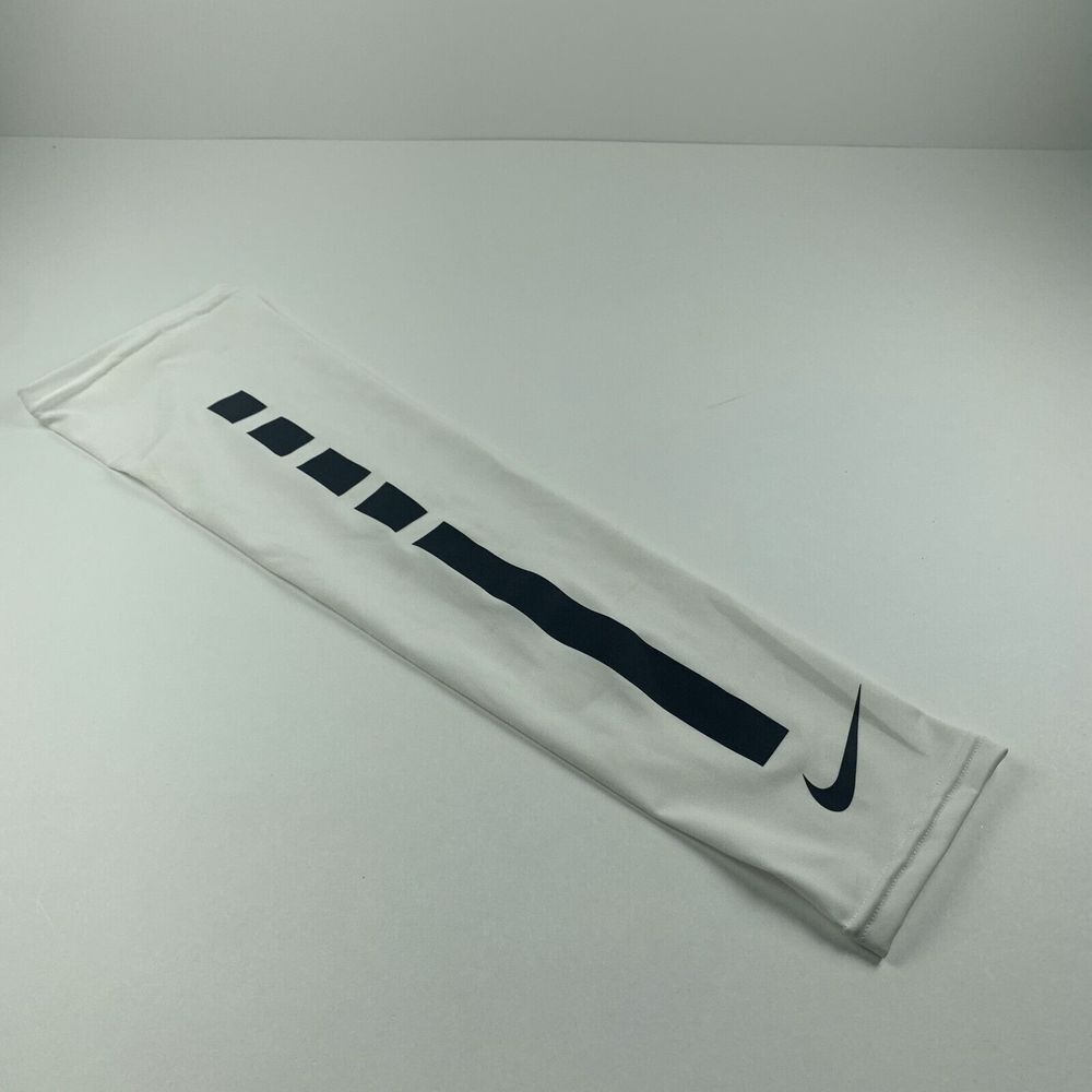 Nike Unisex Adult White Black Spell Out Logo Basketball Athlete Arm Elite Sleeve